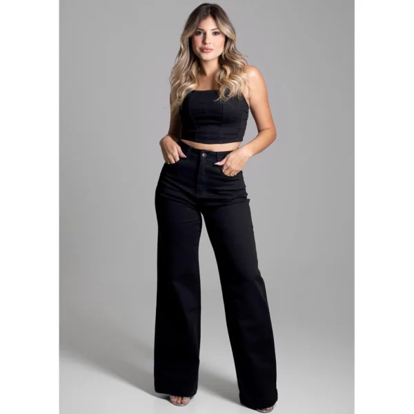 Calça Sarja Wide Leg